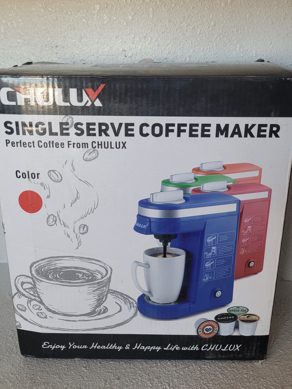 CHULUX red Mini Single Cup Coffee Maker for K Pod K cup